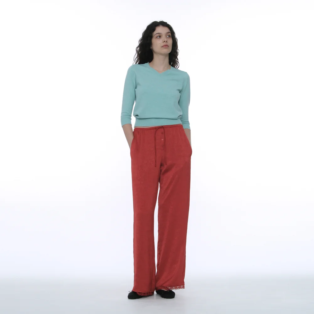PWC LACE TRIM SATIN PANTS_CRIMSON