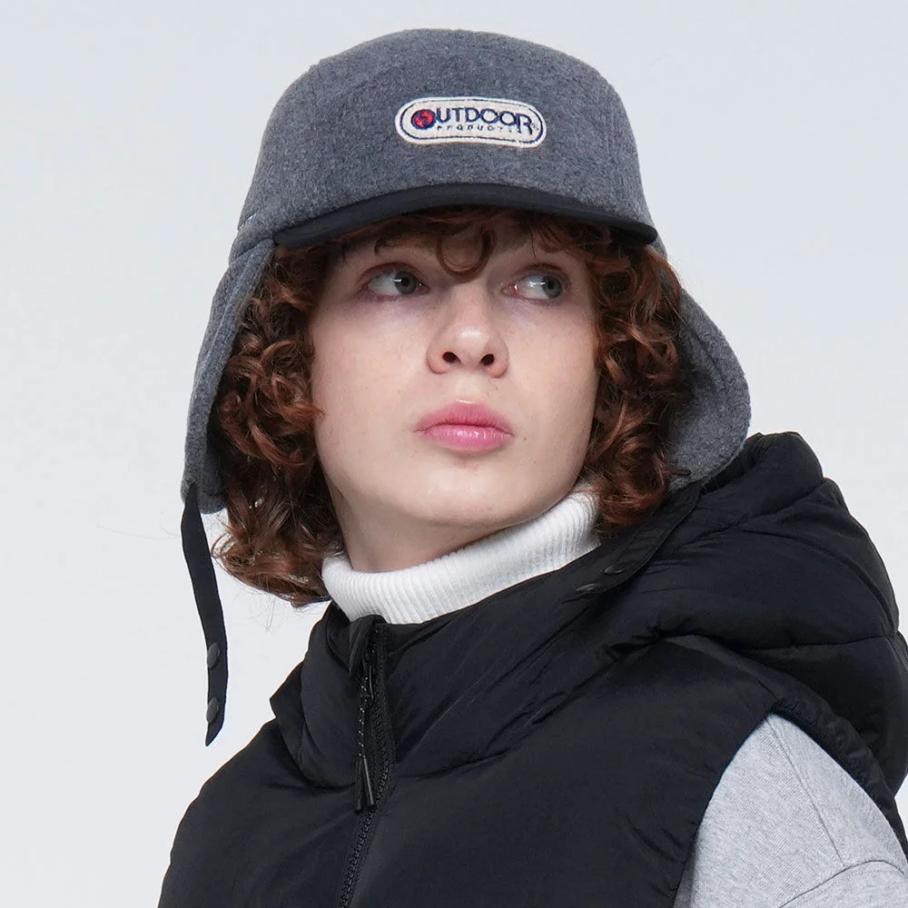 FLEECE EAR FLAP CAP (CHARCOAL)
