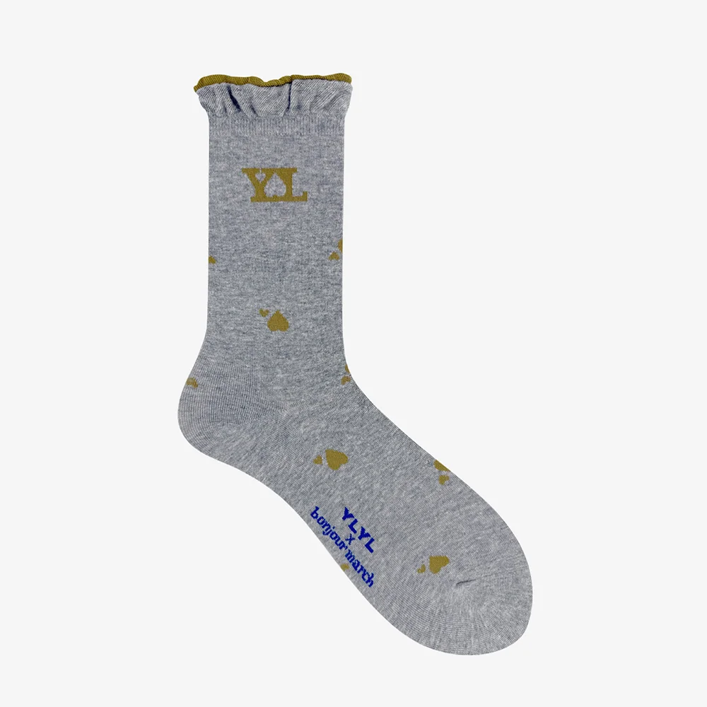 Heart symbol socks, HEATHER GRAY
