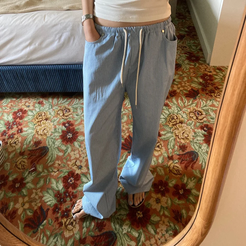 Stripe Relax Carpenter Pants - Blue