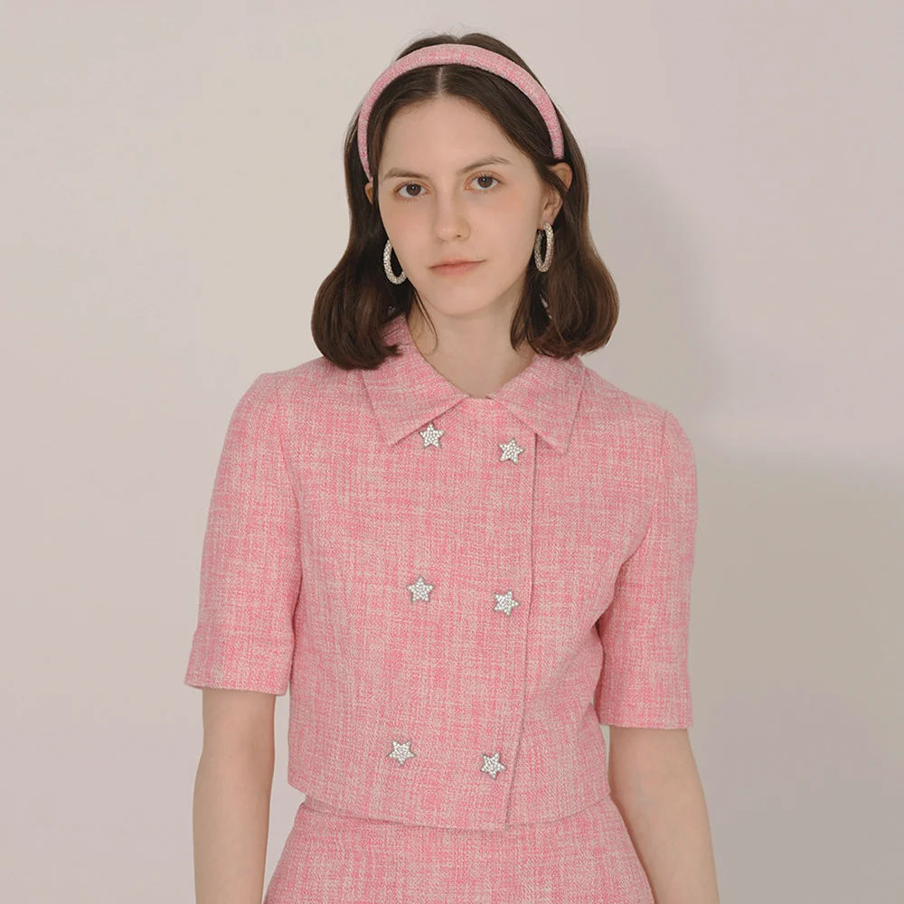 Crystal Buttons Detail Tweed Jacket