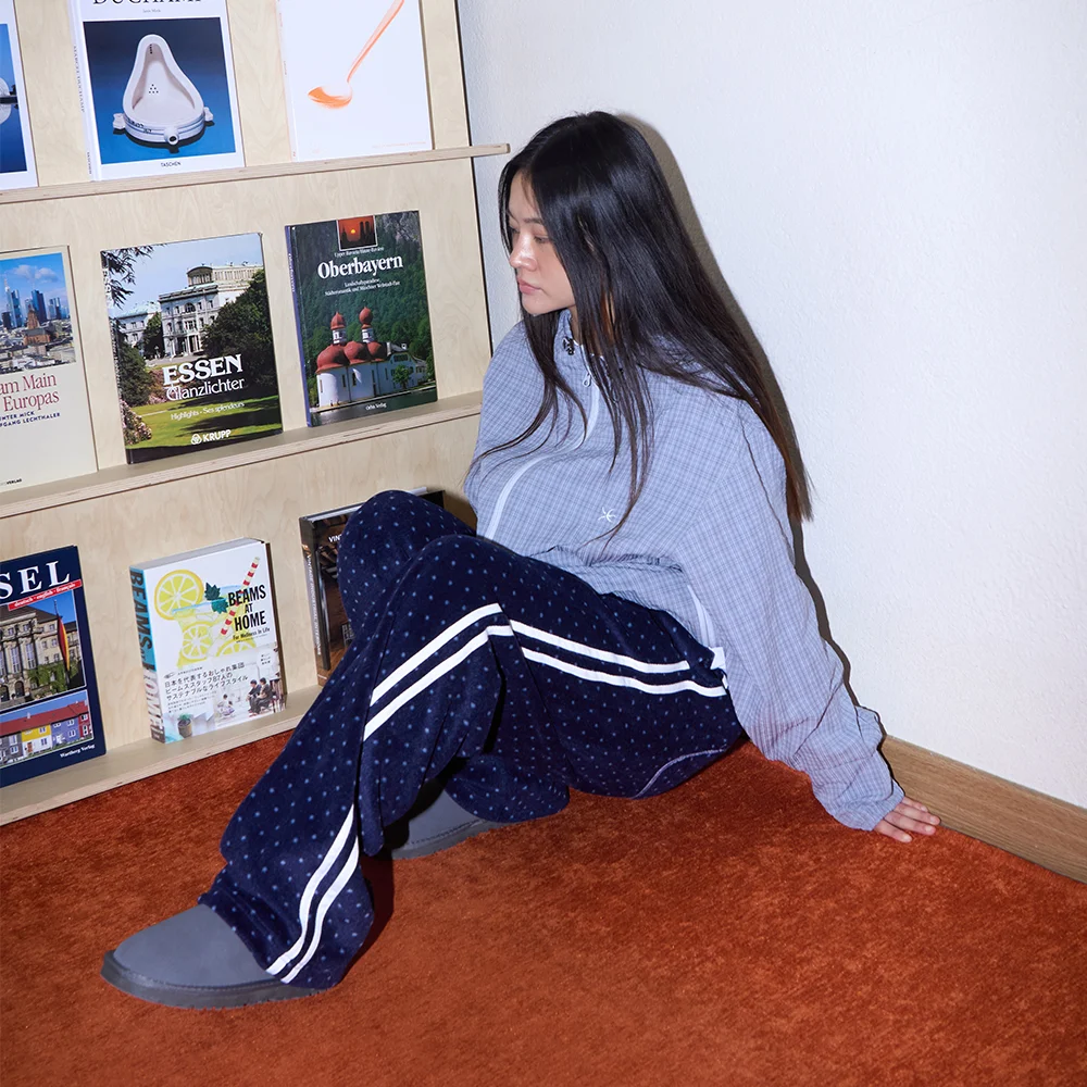 BP Dot Fleece Track Loose Pants_NAVY