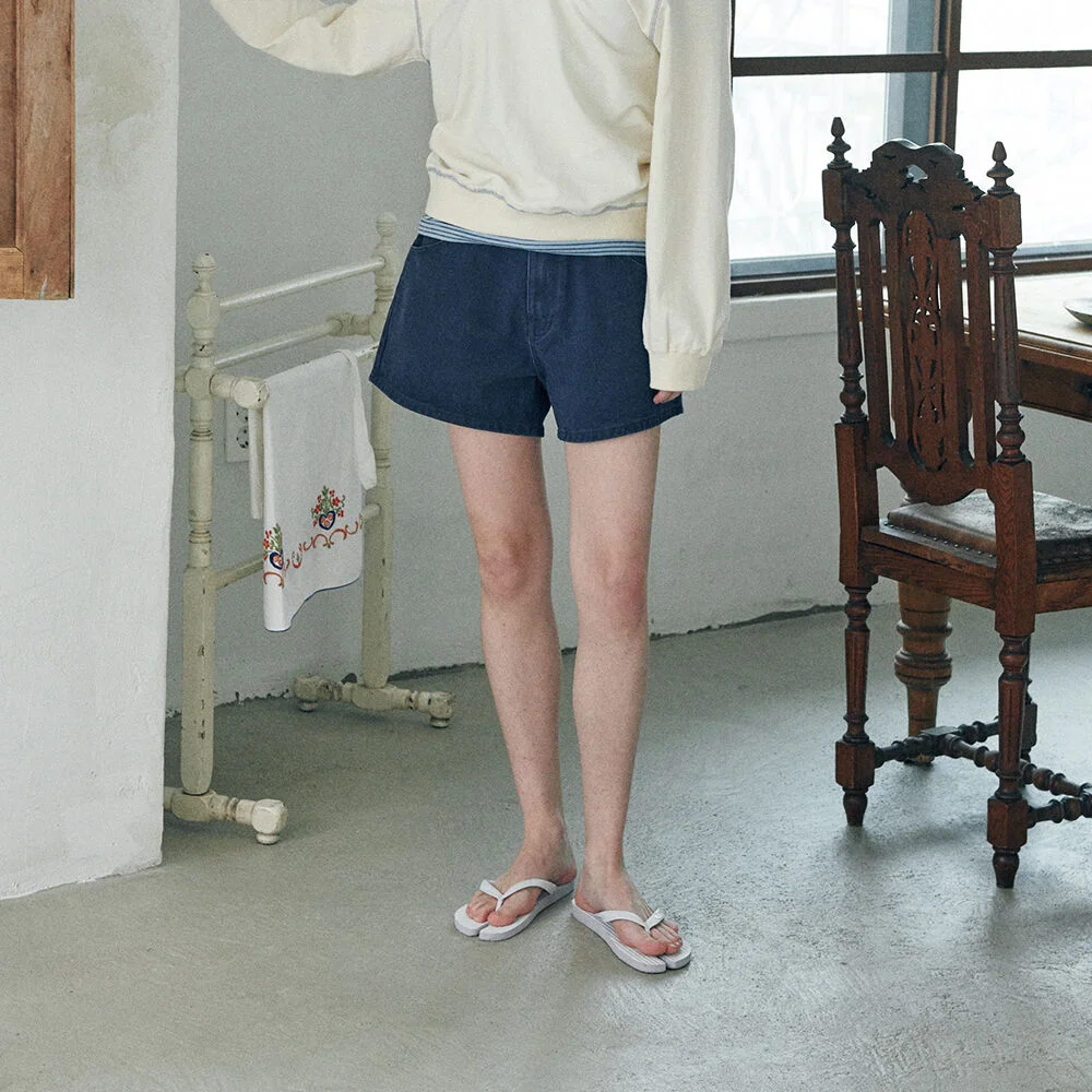 Sena Cotton Shorts Washed Blue