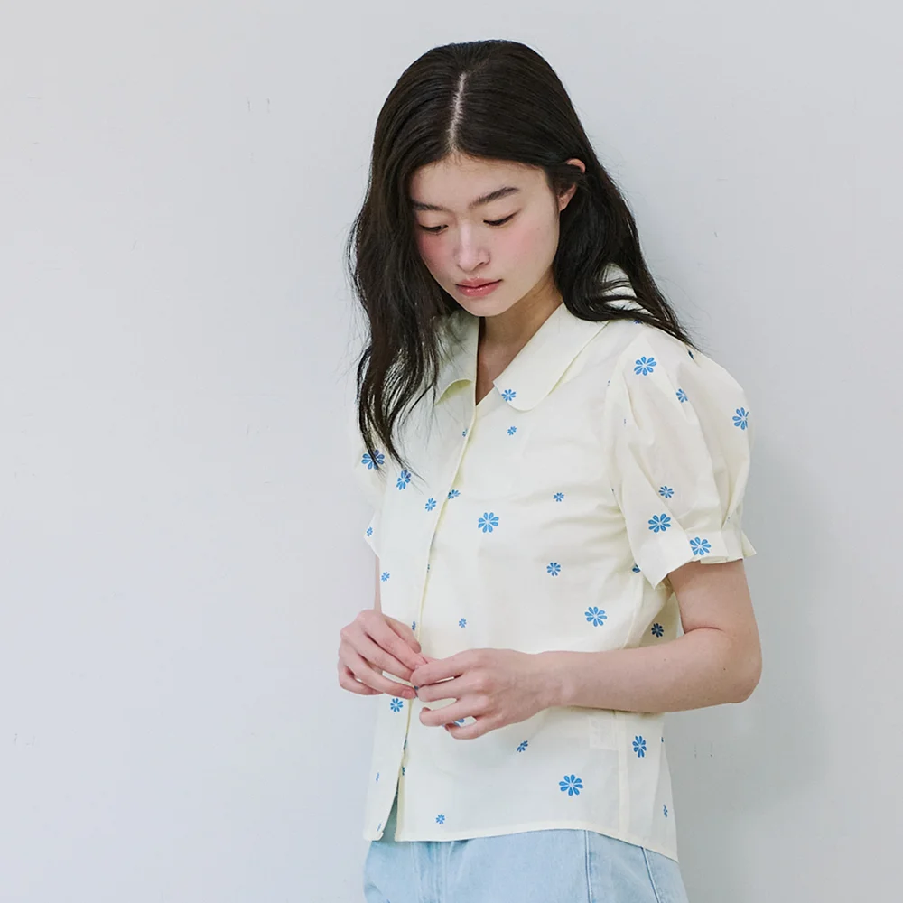 FLOWER PUFF SHIRT_YELLOW