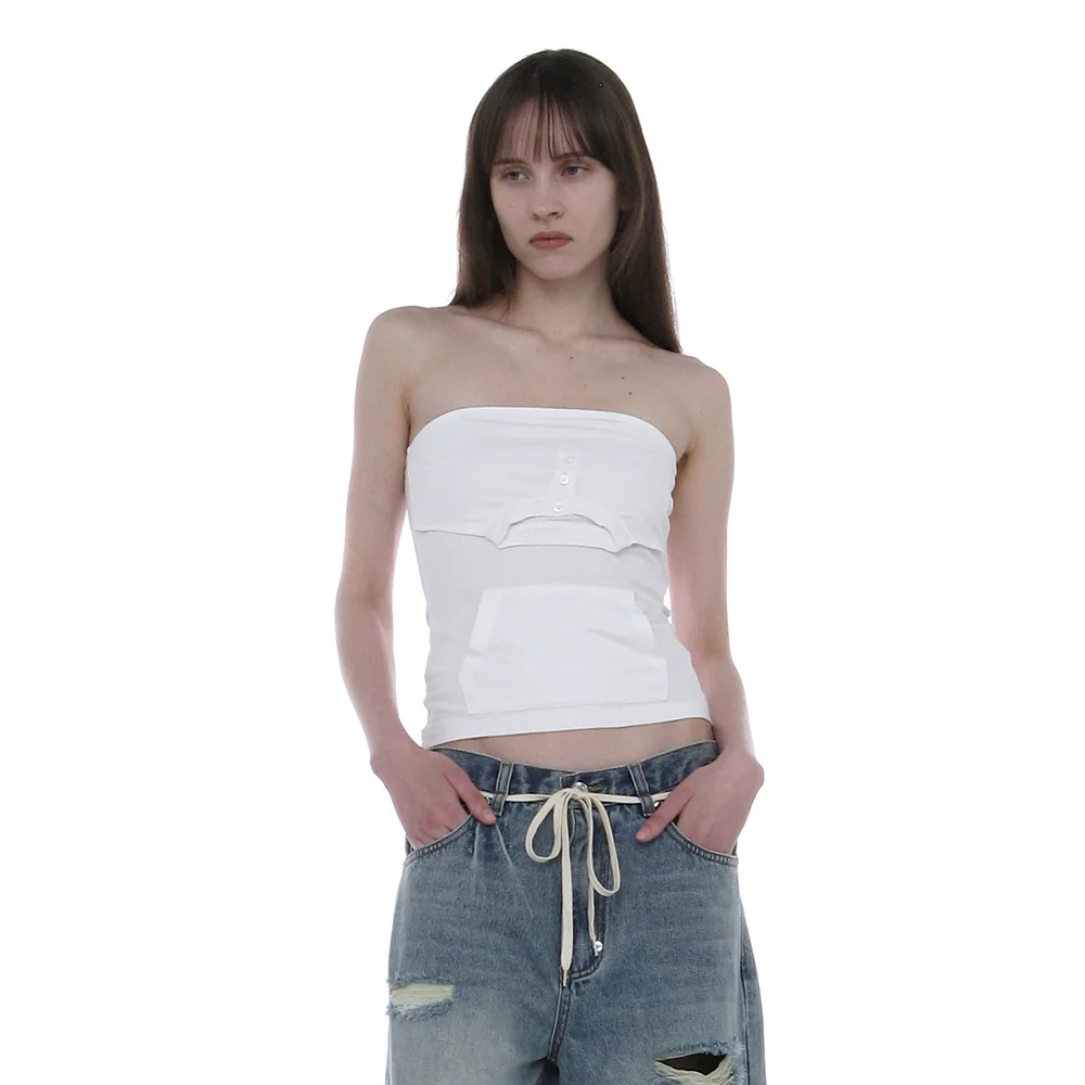 DECONSTRUCTED STRAPLESS TOP_WHITE