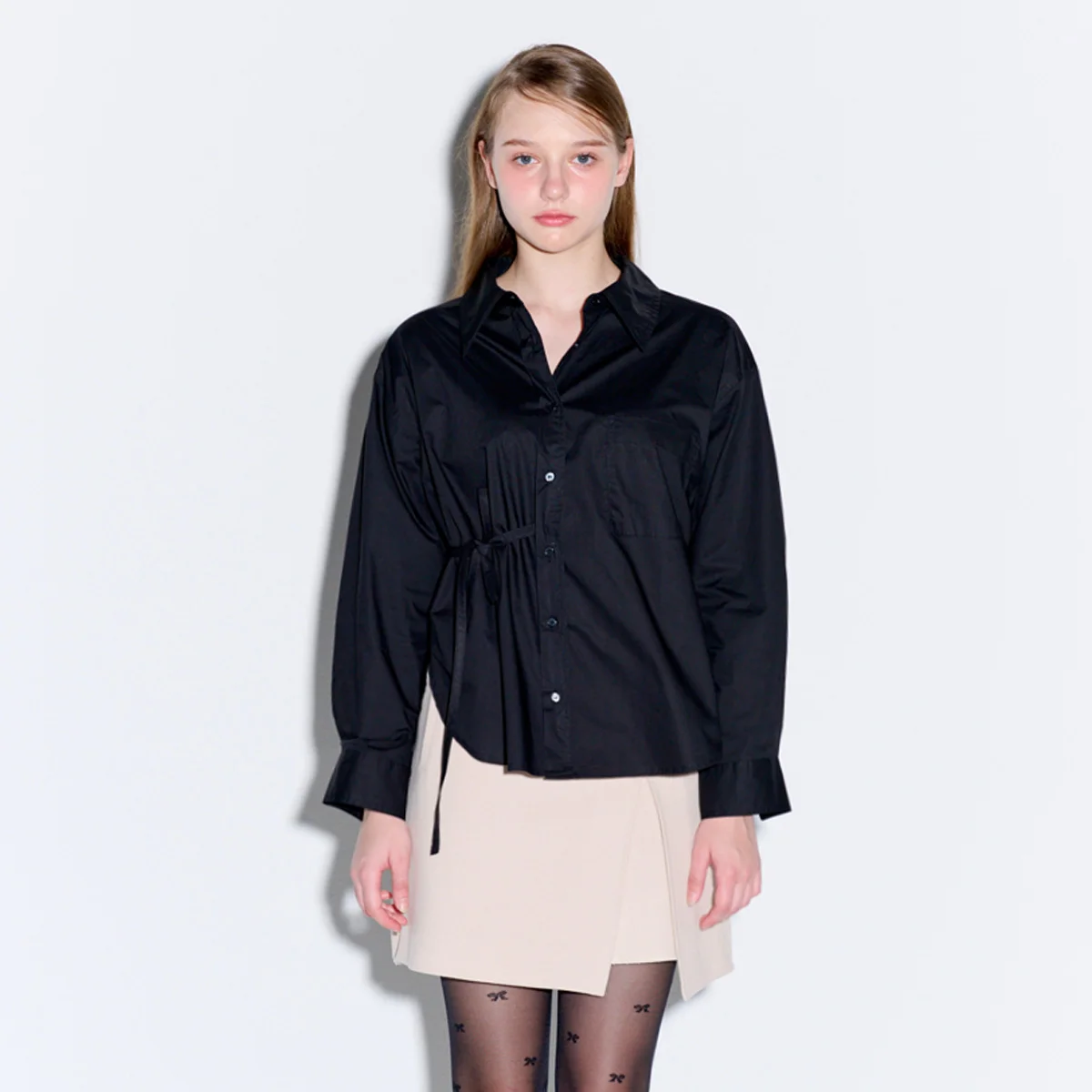 Loose fit strap detail shirt_Black