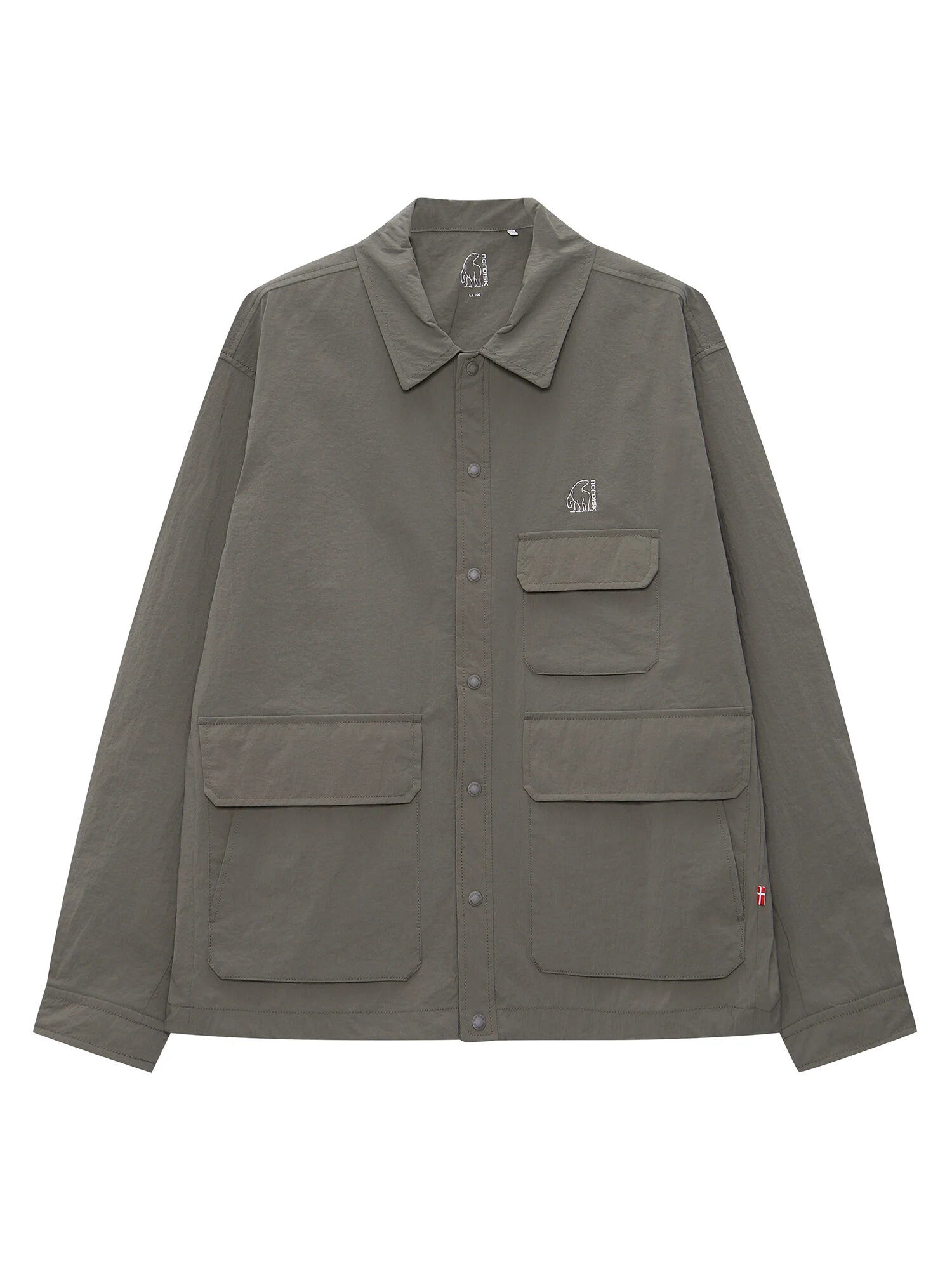 REISA 露營 口袋 長袖 襯衫 - M_Khaki_OMM25471K7