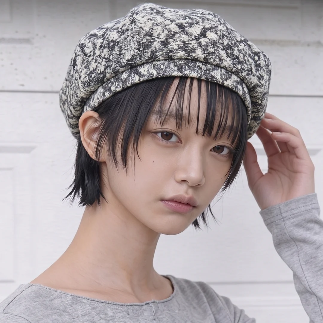 提花 復古 日常 女裝 報童帽 貝雷帽 BREAD BERET / SMOG JACQUARD / GRAY