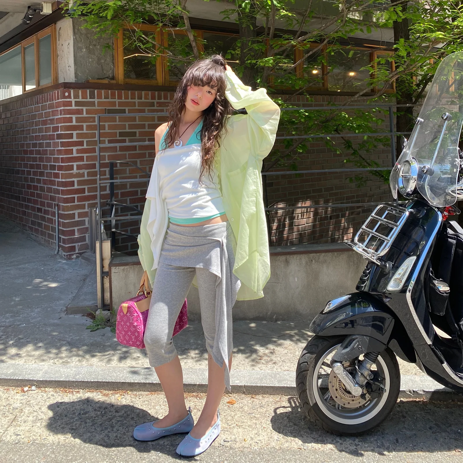 SHEER TENCEL SHIRT (LIME)