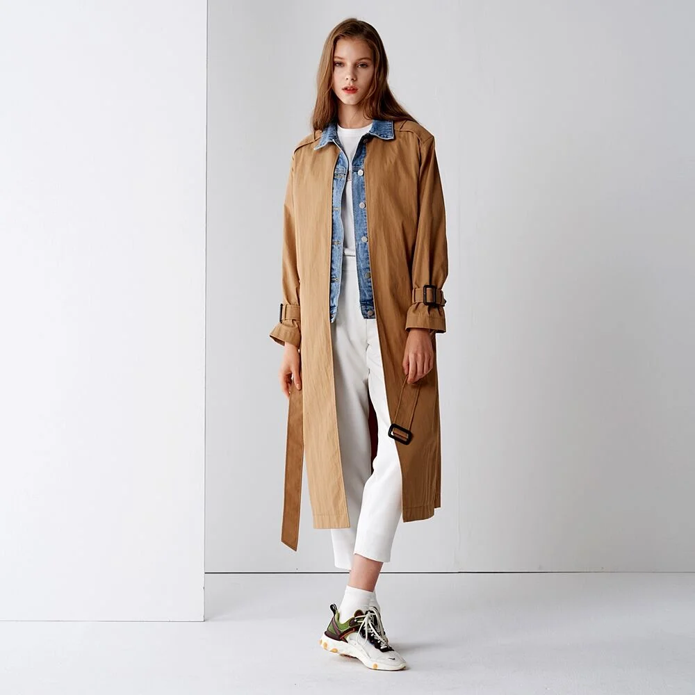 DENIM MIX TRENCH COAT BEIGE