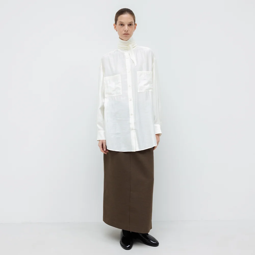 Classic H-Line Maxi Skirt (Brown)