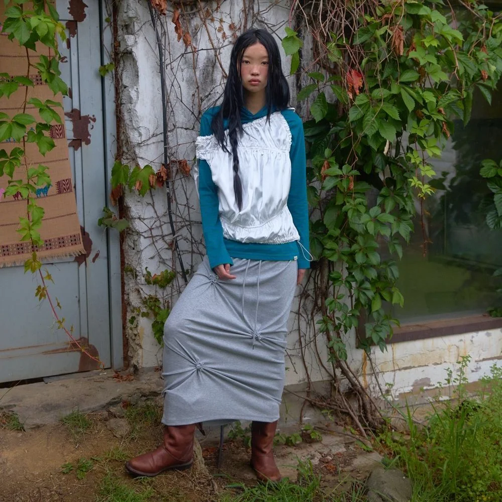 Posy Long Skirt / Melangegray