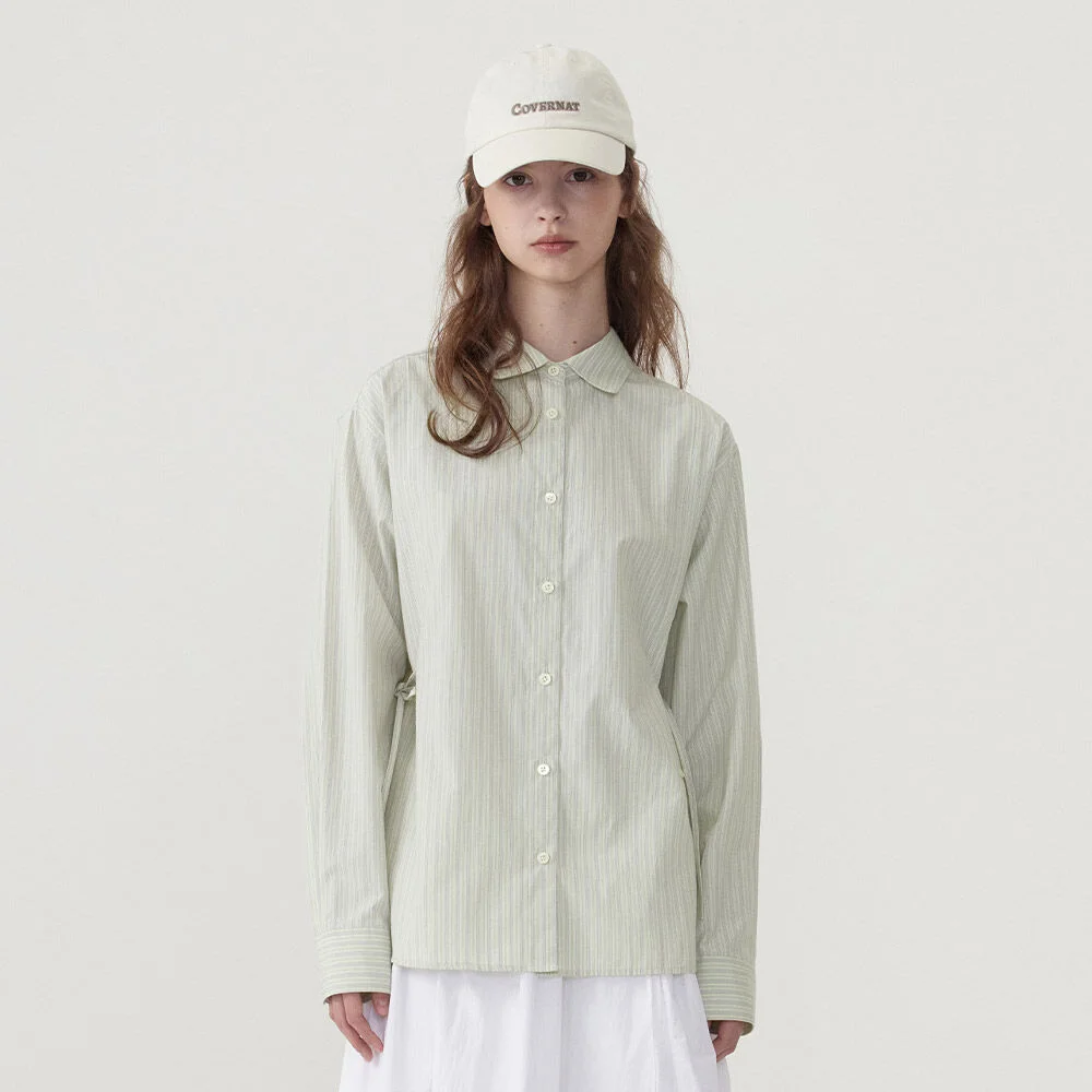 女裝 寬鬆版型 條紋 襯衫 Light Green