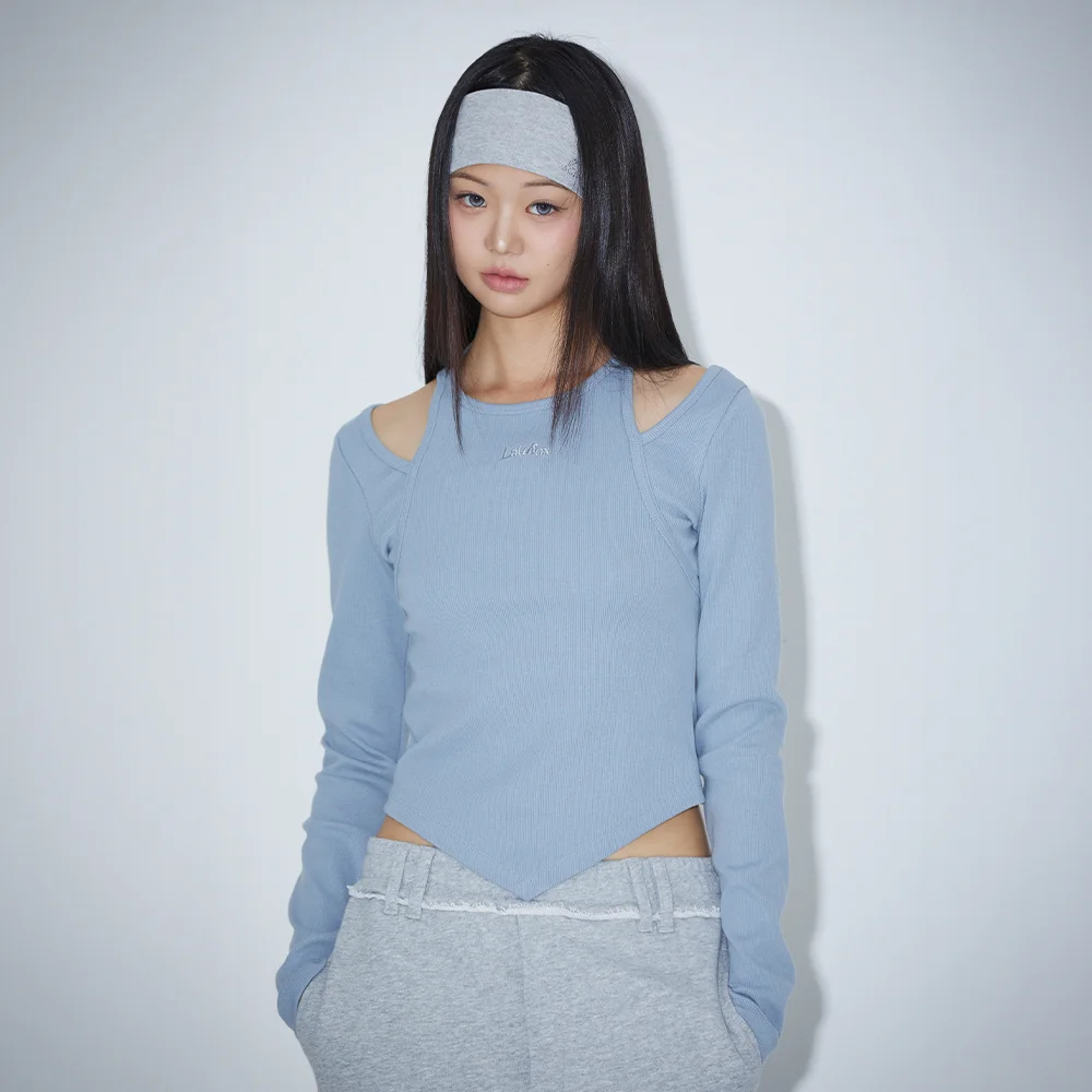 SHOULDER SLIT HALTERNECK T-SHIRT SKYBLUE BQ4CL007