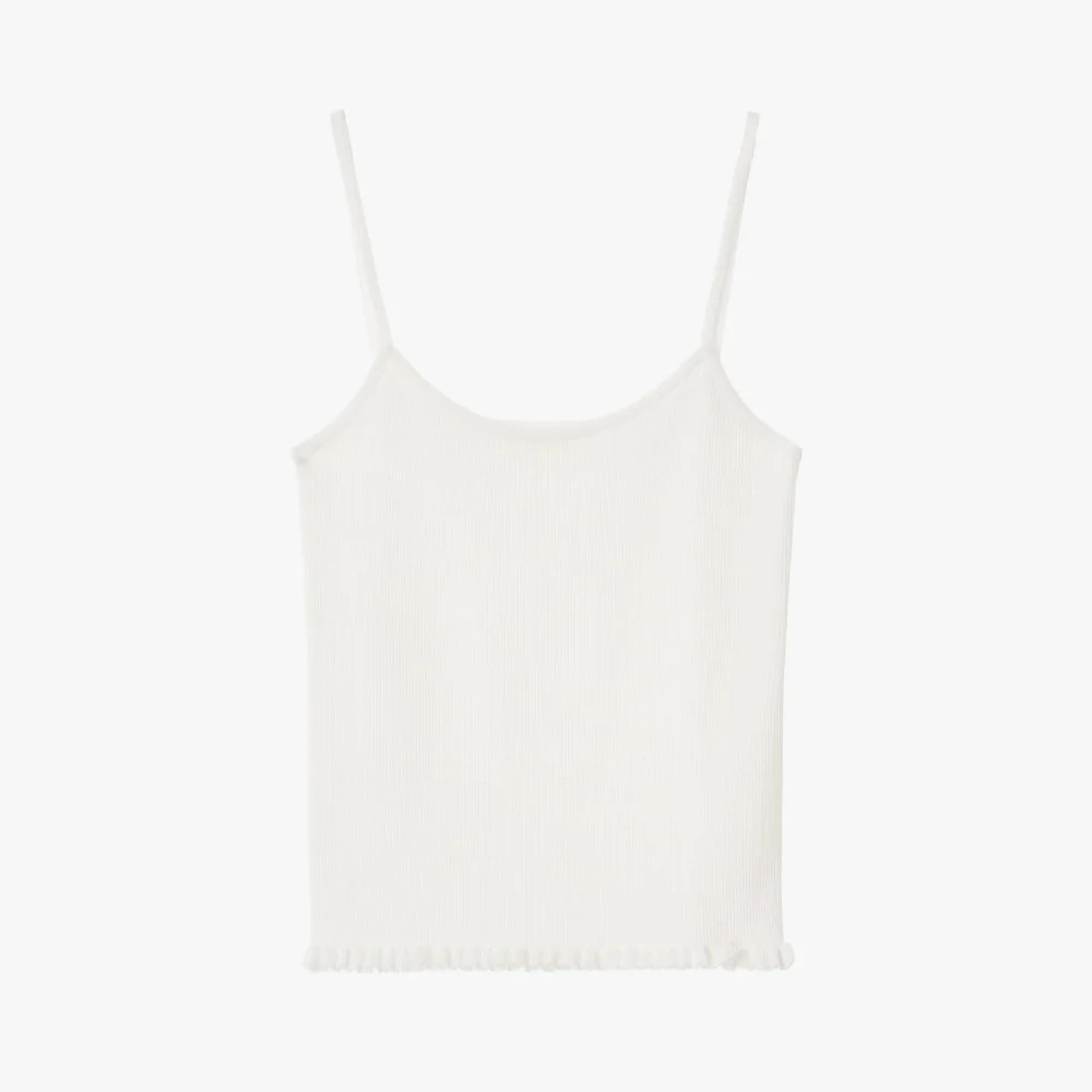 RIBBED FRILL SLEEVELESS / WHITE