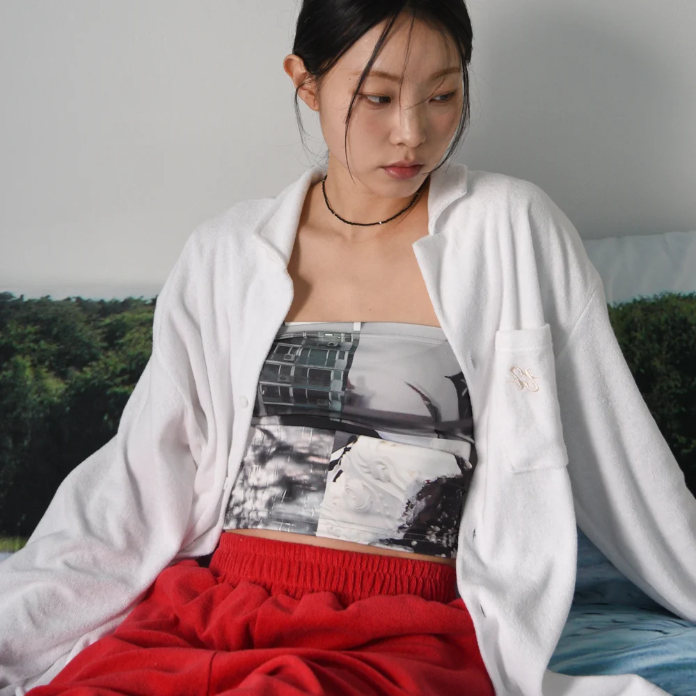 BASIC SLIM-FIT TUBE CROP TOP_ #ASHEN CITY GREY