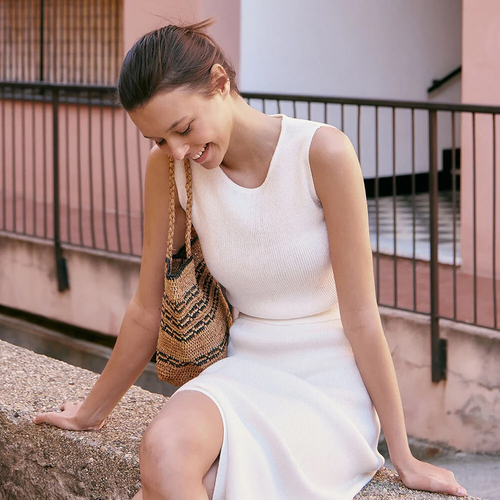 Ribbed slim sleeveless - ivory