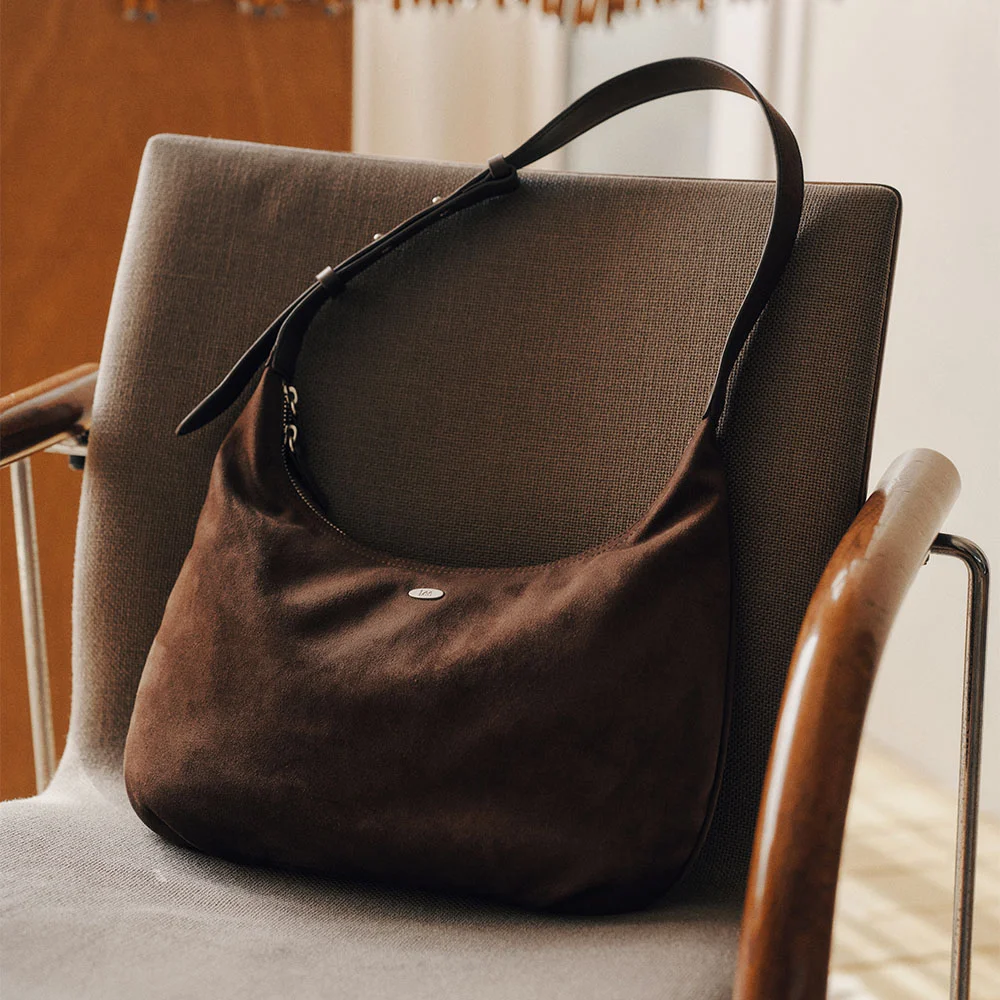 中號 麂皮 Hobo Bag 啡色