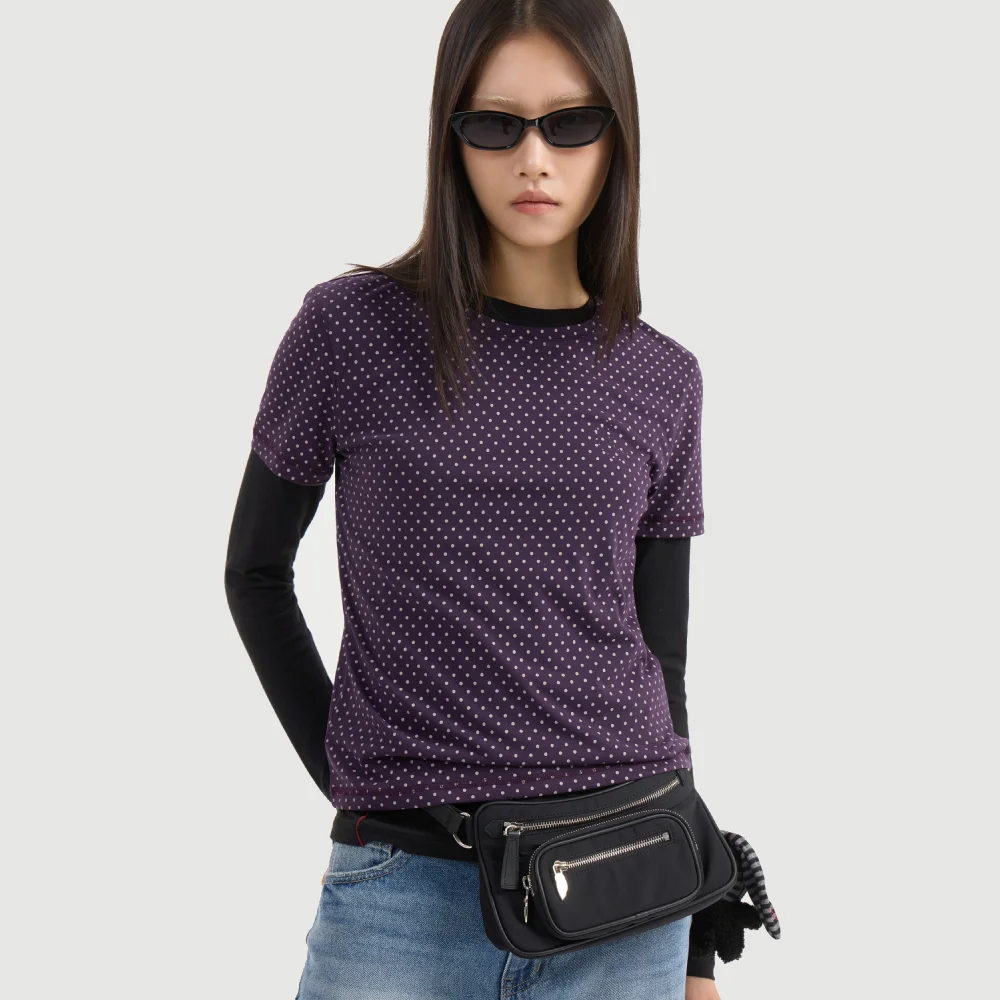 Chouetties by LUCKY CHOUETTE Dot Pattern Half Sleeve T-shirt (purple) LATAX25240PPX