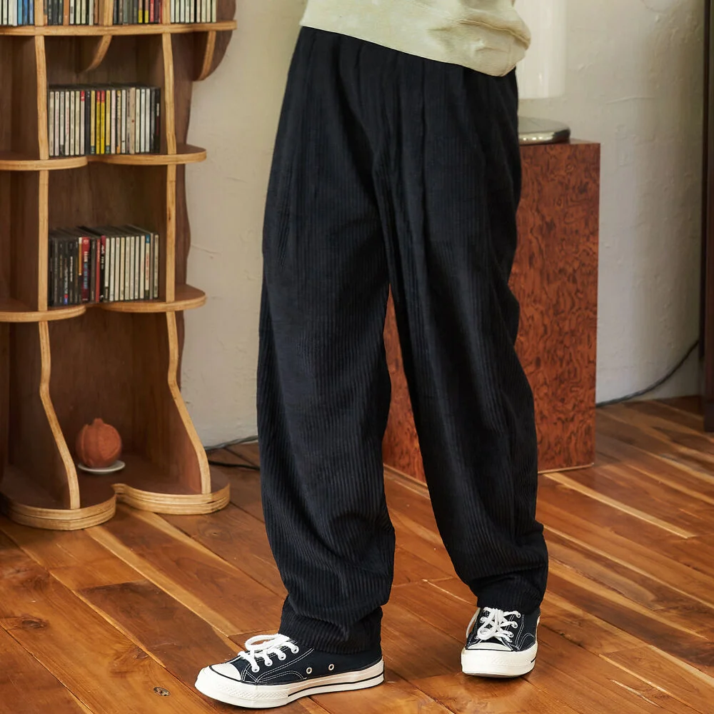 warm pleats banding pants _black_男女通用