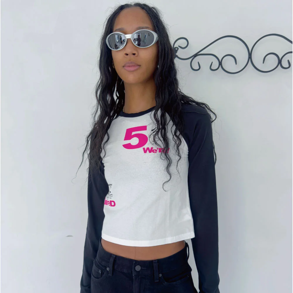 5 DAYS TIRED RAGLAN TEE-BLACK+IVORY
