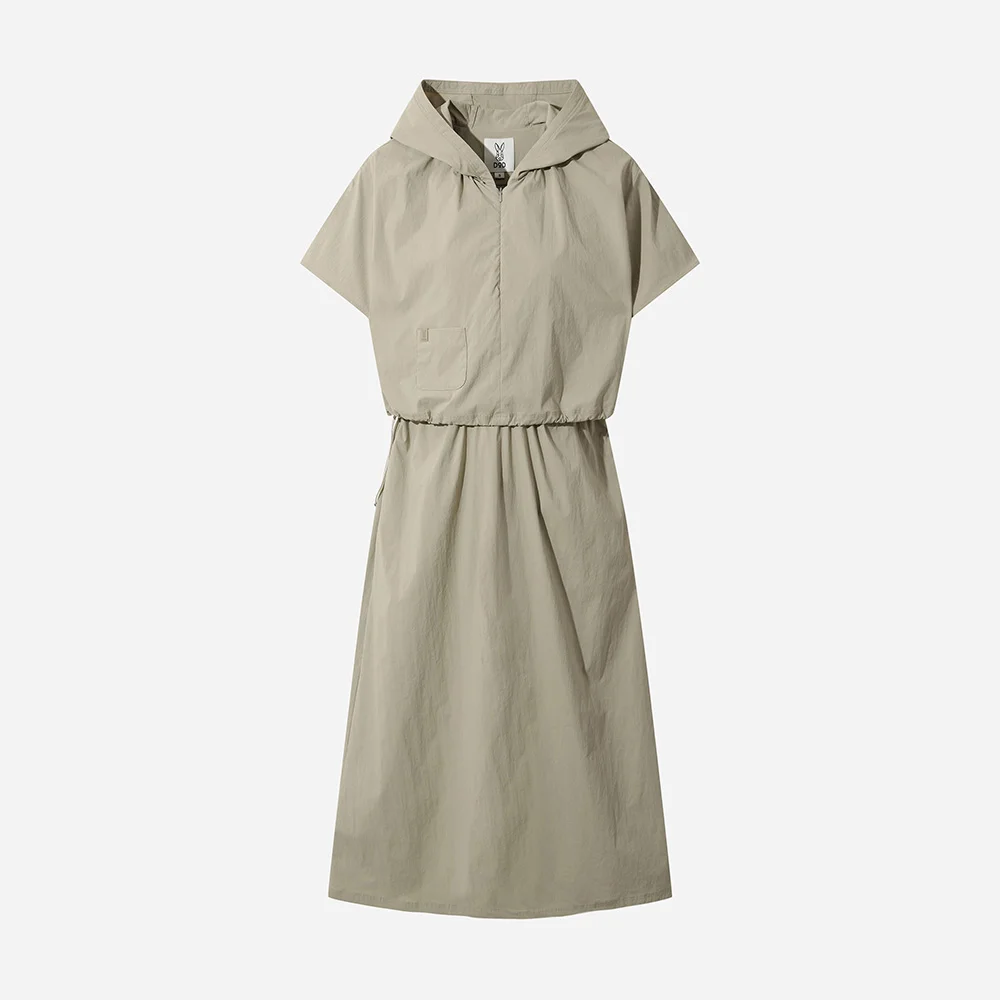 女裝) Brina 短袖 連帽衫 連衣裙(BEIGE)