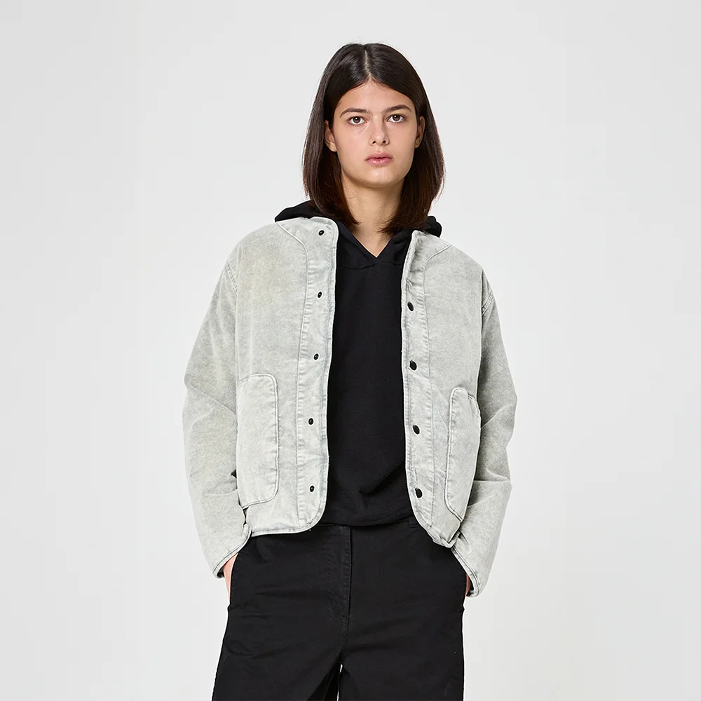 成衣染色 燈芯絨 羽絨外套 外套 Light Gray