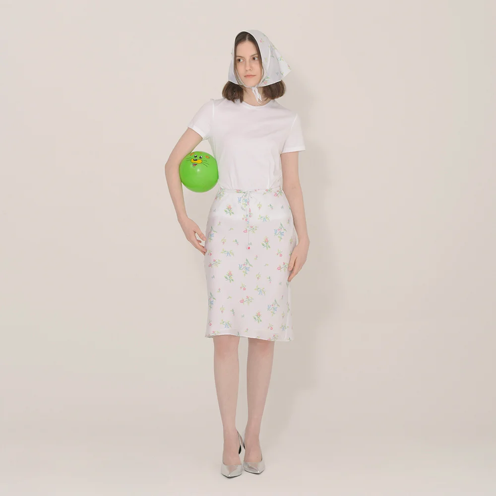 Cross-stitch Floral Print Skirt