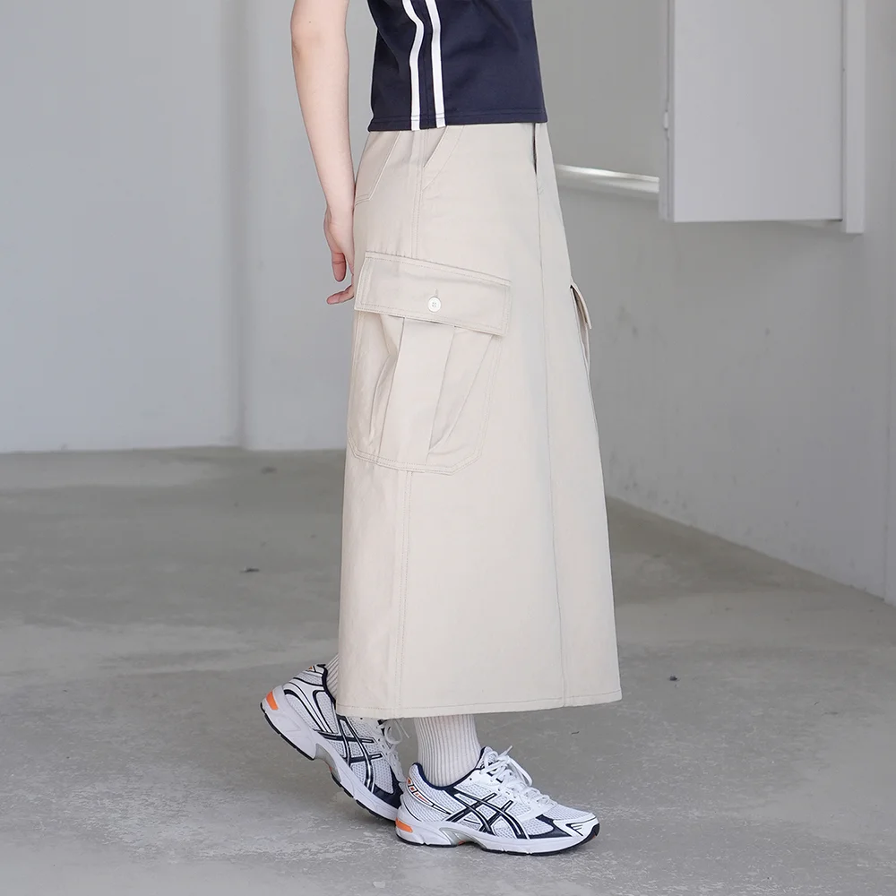W1097 CARGO LONG SKIRT (2COLORS)