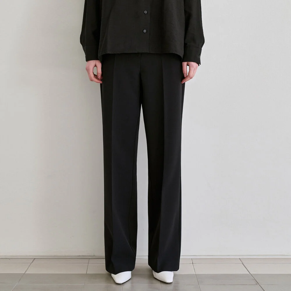 SPRING WIDE LONG SLACKS_BLACK
