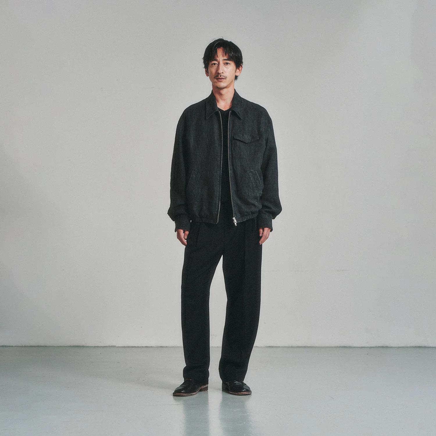 Linen Pocket Blouson_Black