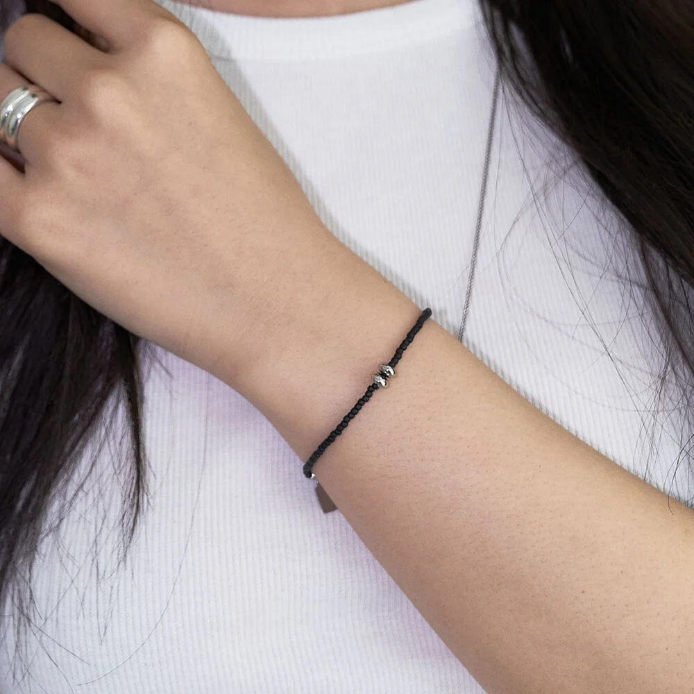 SILVER DONUT BRACELET BLACK
