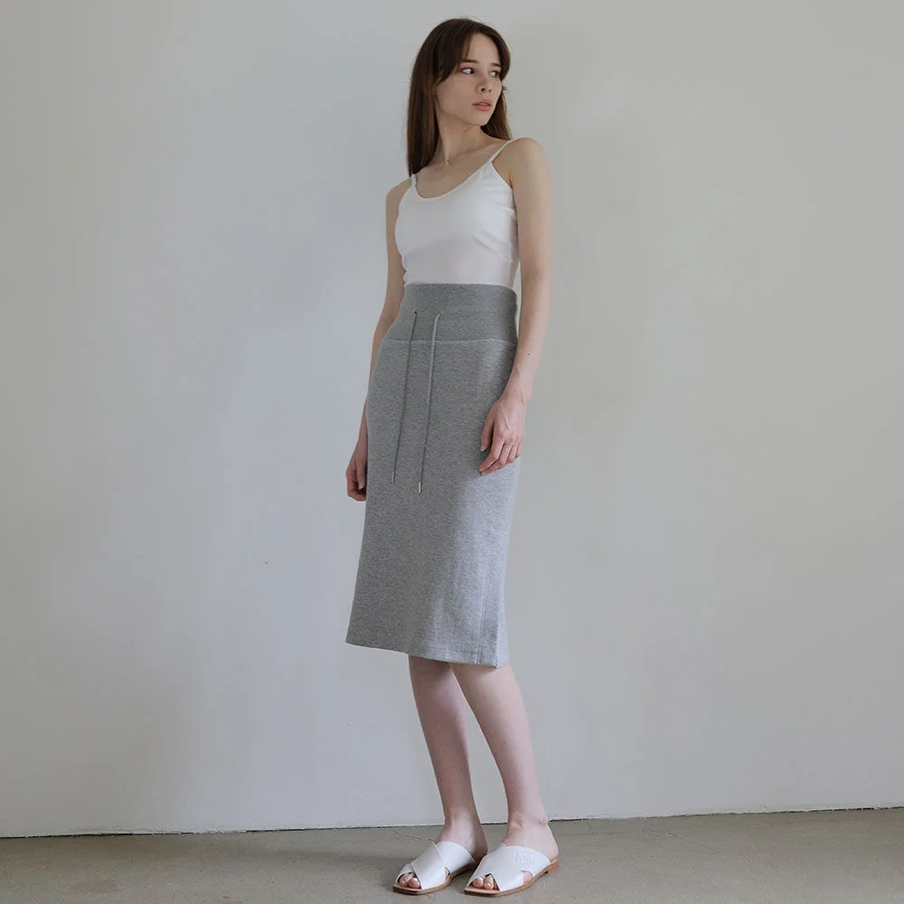Cotton-blend slit skirt - Grey