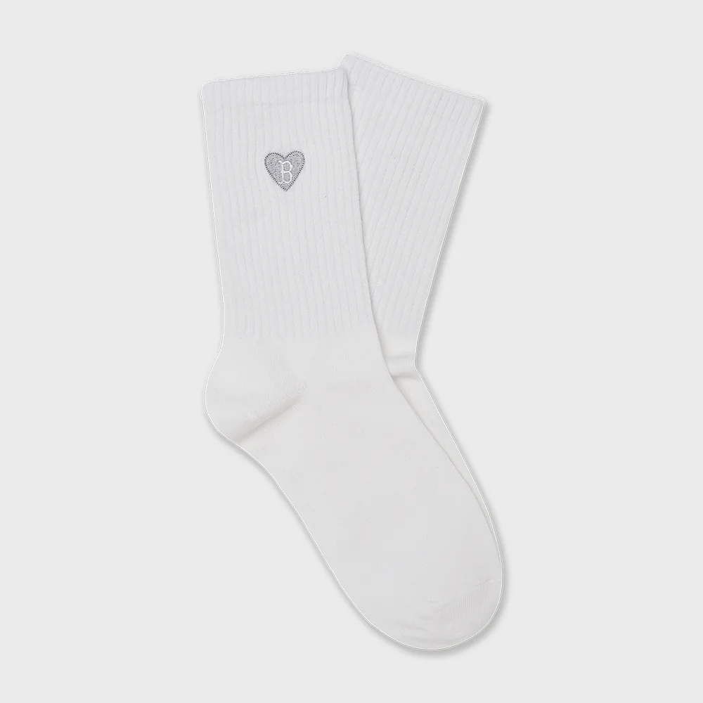 心形 中筒 襪 BOS (White)