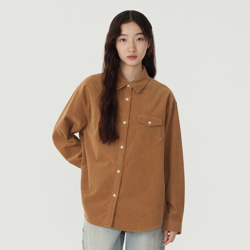 女裝 燈芯絨 襯衫 Camel
