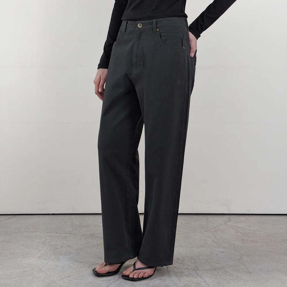 Peach Twill Cotton Pants_CHARCOAL(WCB6PT06)