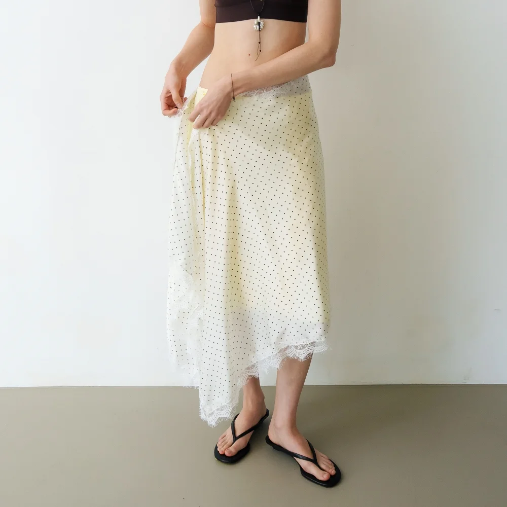 Lace Dot Satin Wrap Skirt_2COL (L261MSK010)