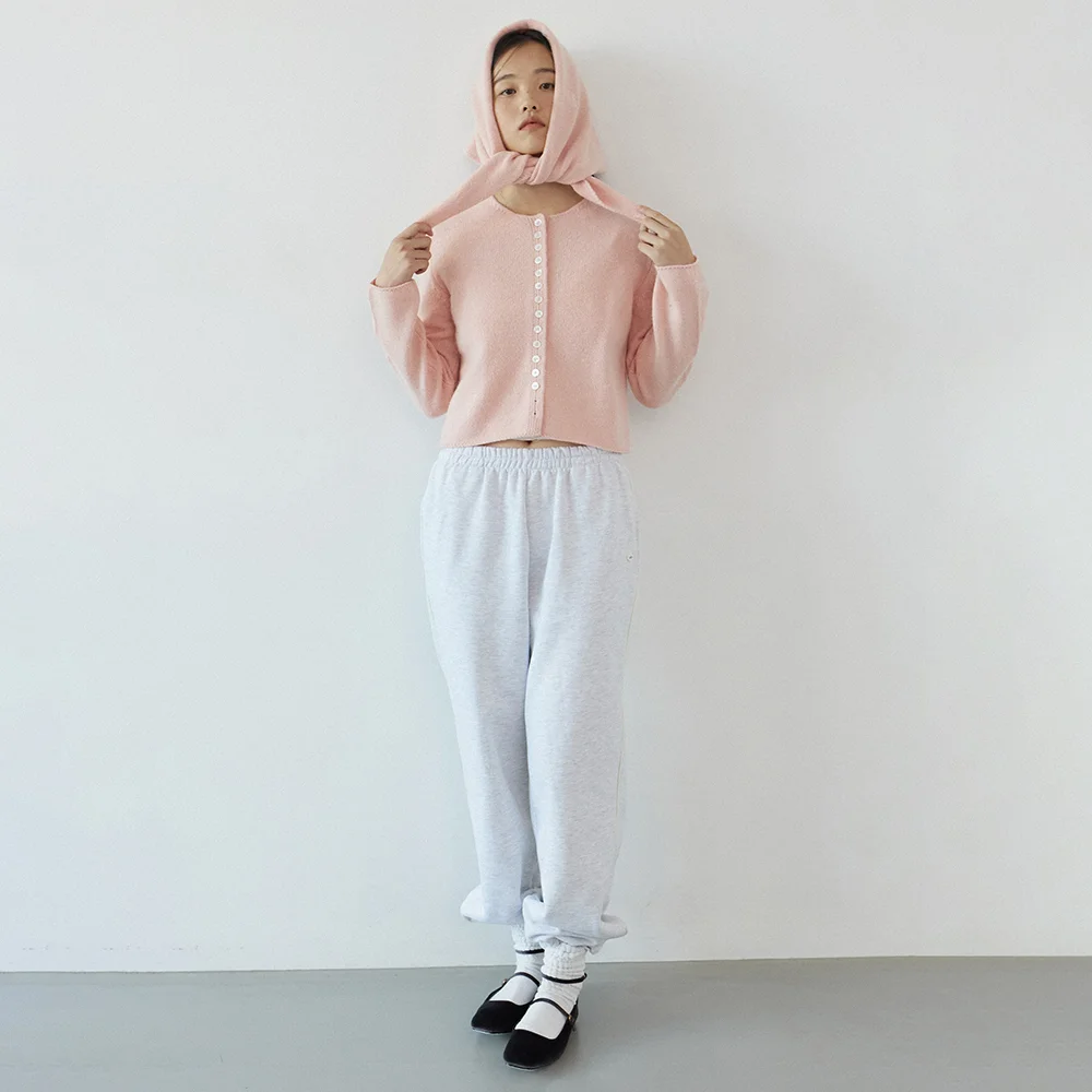 Alpaca button point cardigan_pink