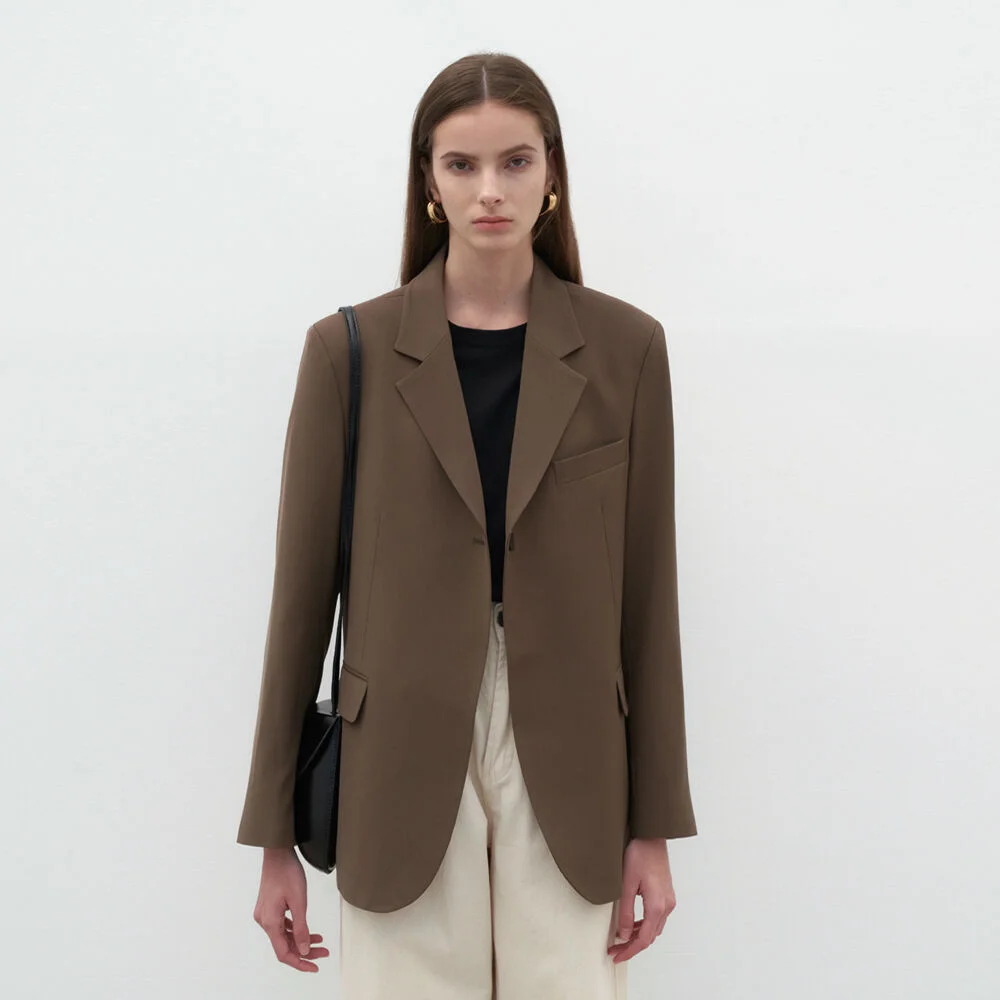 THICK ONE BUTTON JACKET_MOCHA