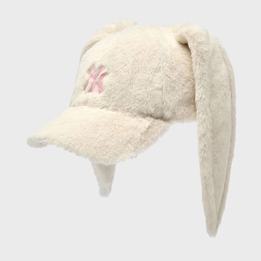 Bunny 彩色 毛絨 無結構 棒球帽 NY (Cream)