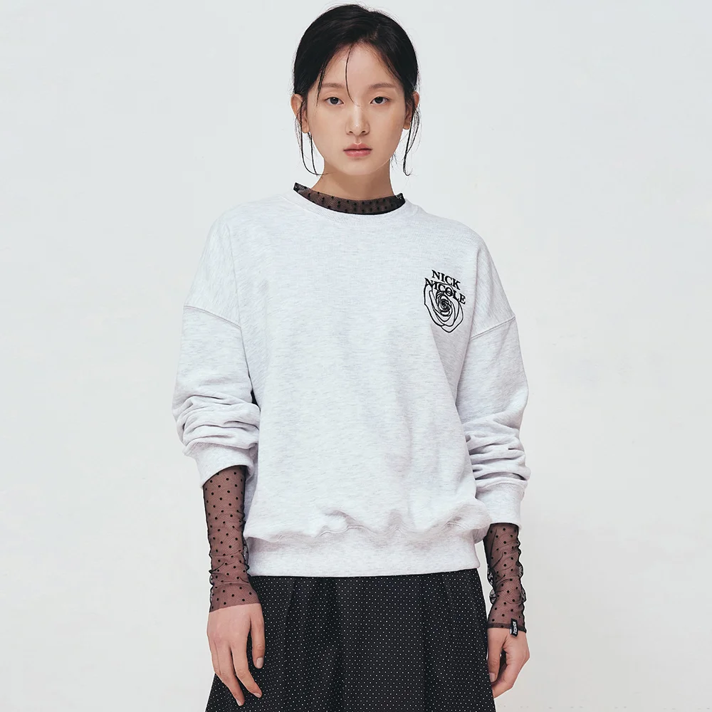 MINI VOLUME NICOLE ROSE SWEATSHIRT_MELANGE BLACK