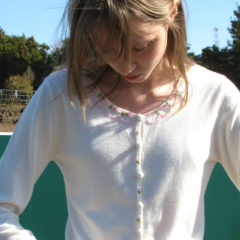 Beads Point Cardigan (Ivory)