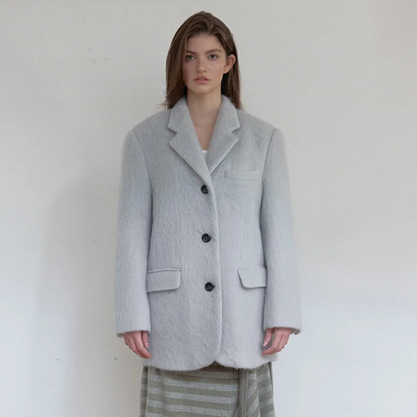 MOHAIR WOOL JK (LIGHT GRAY)