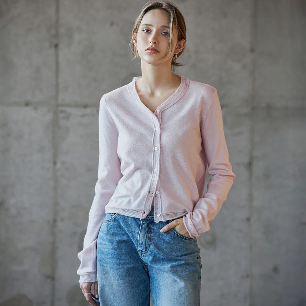 透視 線條 軟身開襟外套 PINK