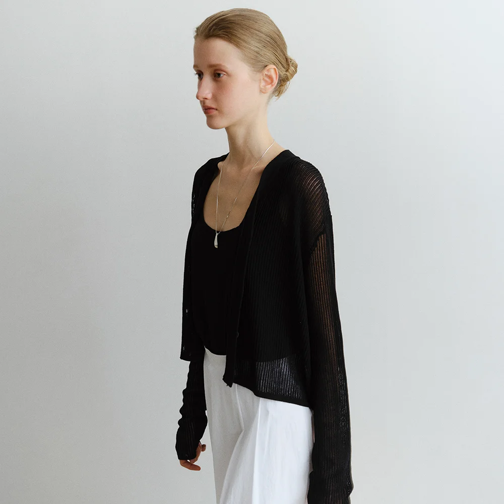 SAND KNIT CARDIGAN&TOP SET_BLACK_OE2C2MKN41BKA