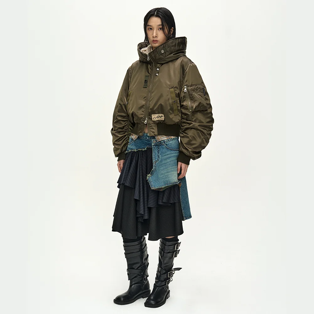 UNISEX FLARE COLLAR MA-1 PARKA (KHAKI BROWN)