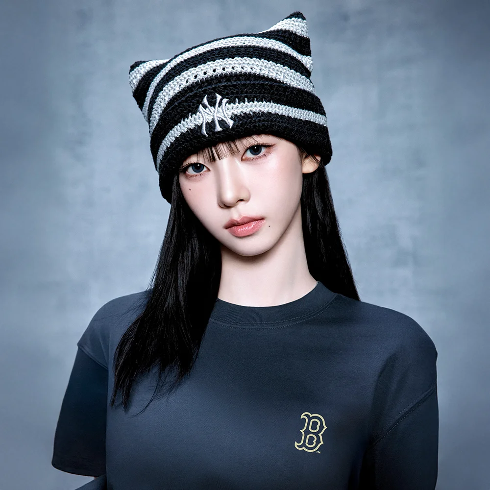 夏季 條紋 Miyaong 冷帽 NY (Black)
