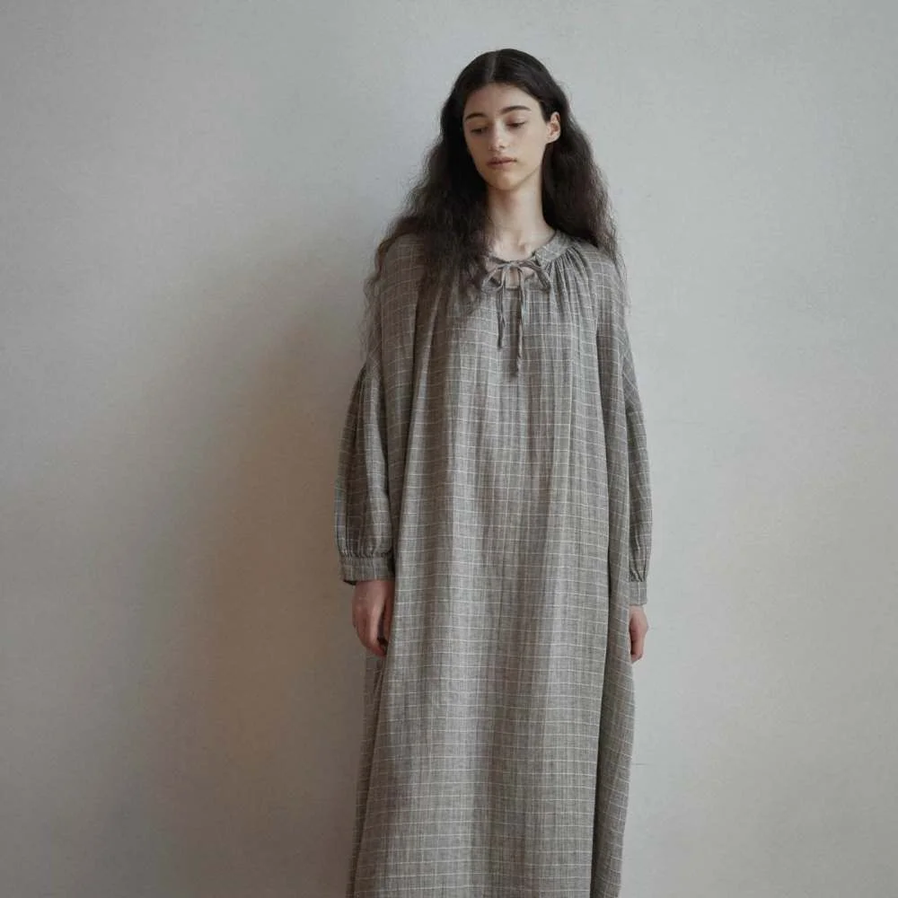 Plaid Check Loose Dresses -3color