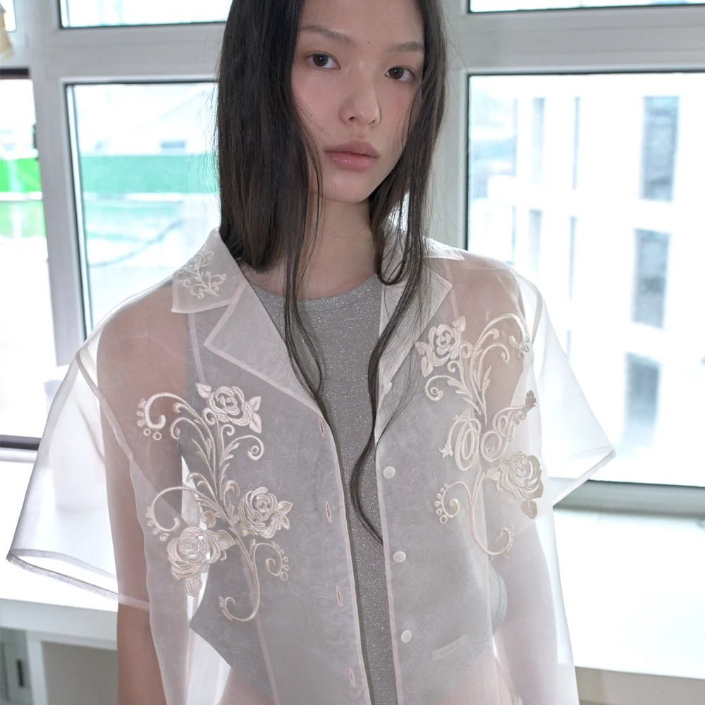 EMBROIDERY ORGANZA SHIRT_CREAM