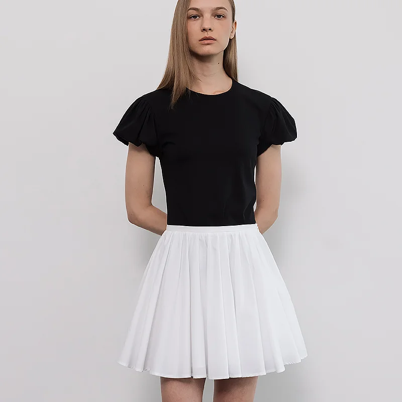 GATHERED CIRCLE MINI SKIRT_OW